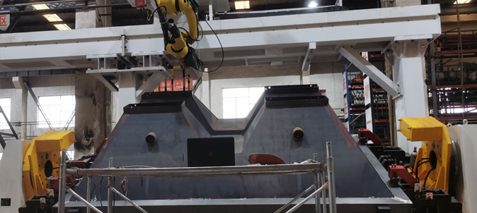 英萊焊縫跟蹤系統(tǒng)，應(yīng)用于配料倉(cāng)料斗自動(dòng)化焊接！